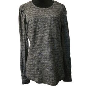 Lululemon Extra Mile Knit Thermal Top 12 Jacquard Black Textured Base Layer